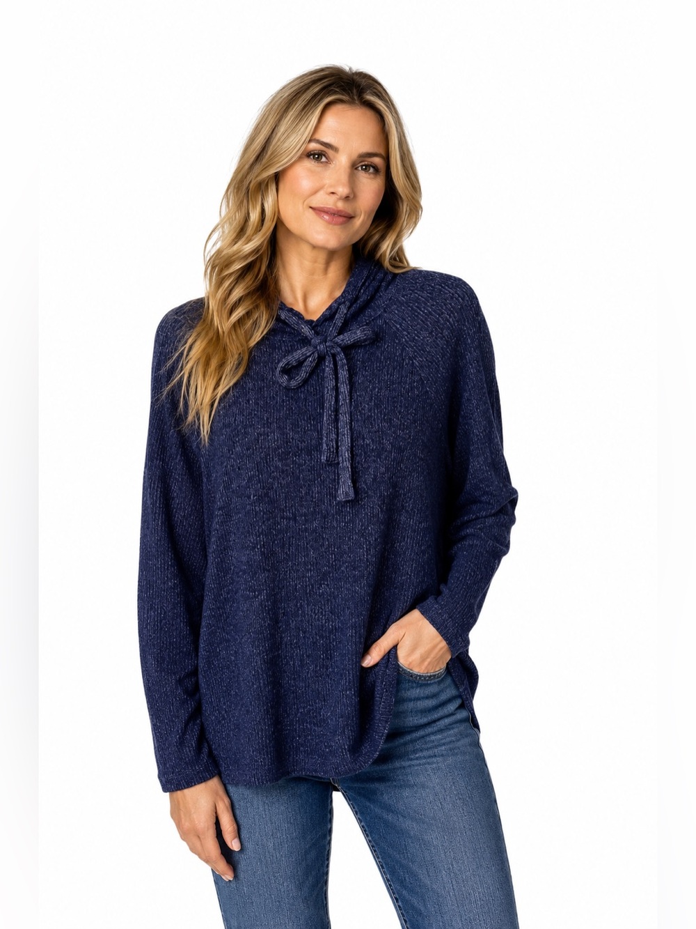 Kenneth Cole ($120) New York Heathered Blue Hooded Top - PTP 20